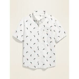Goodthreads White Toucan Print Short Sleeve Button Down Shirt – Men’s Medium
